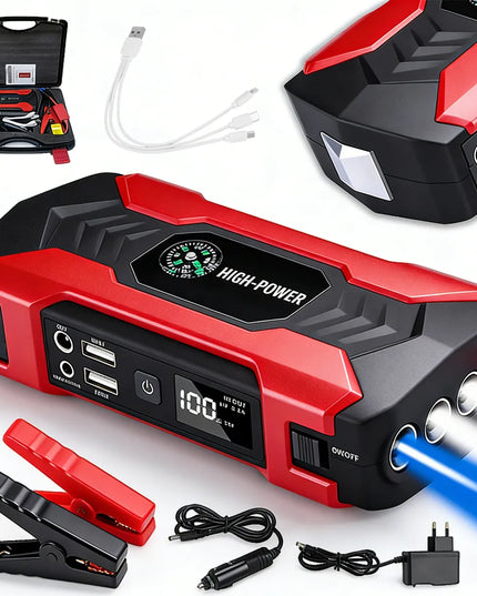 Galingas 12V jump starteris, variklio paleidiklis, boosteris ir 28000mAh powerbankas