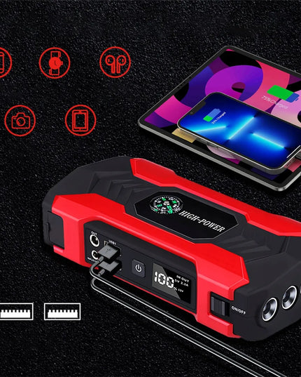 Galingas 12V jump starteris, variklio paleidiklis, boosteris ir 28000mAh powerbankas
