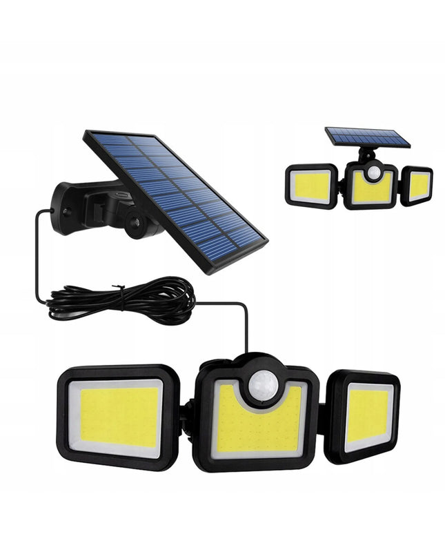 GALINGAS 3-in-1 LED COB SAULĖS ENERGIJOS ŠVIESTUVAS SU ATSKIRU SKYDELIU, JUDESIO IR PRIEBANDOS JUTIKLIU BEI NUOTOLINIO VALDYMO PULTU