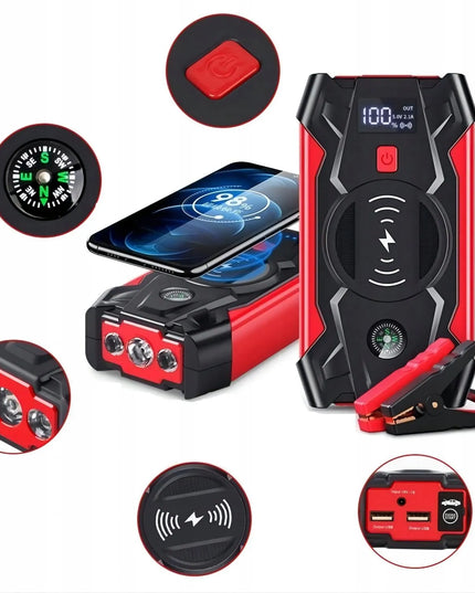 Galingas automobilinis užvediklis JUMP STARTER 20000mAh 12V su prožektoriumi