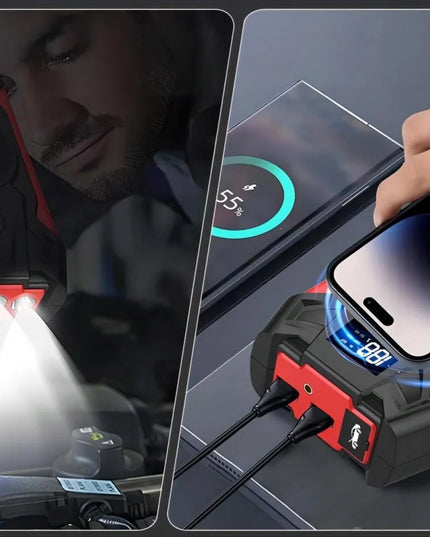 Galingas automobilinis užvediklis JUMP STARTER 20000mAh 12V su prožektoriumi