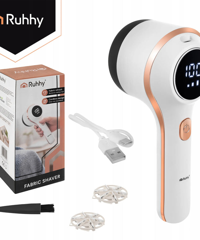Galingas belaidis drabužių, apmušalų ir megztinių skustuvas su USB įkrovimu