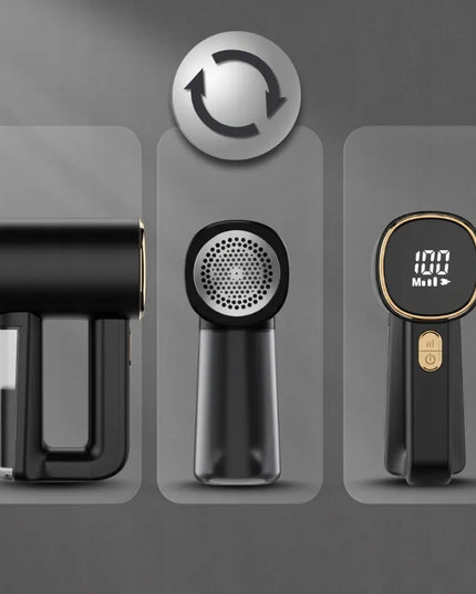 Galingas belaidis drabužių pūkų rinktuvas su LED ekranu, 6 ašmenimis ir USB-C įkrovimu