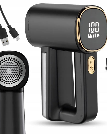 Galingas belaidis drabužių pūkų rinktuvas su LED ekranu, 6 ašmenimis ir USB-C įkrovimu