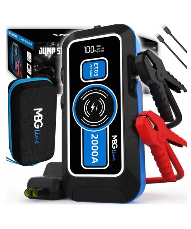 Galingas „Jump Starter“ paleidimo įrenginys „MBG line ET03 PRO MAX“ 16000mAh Powerbank