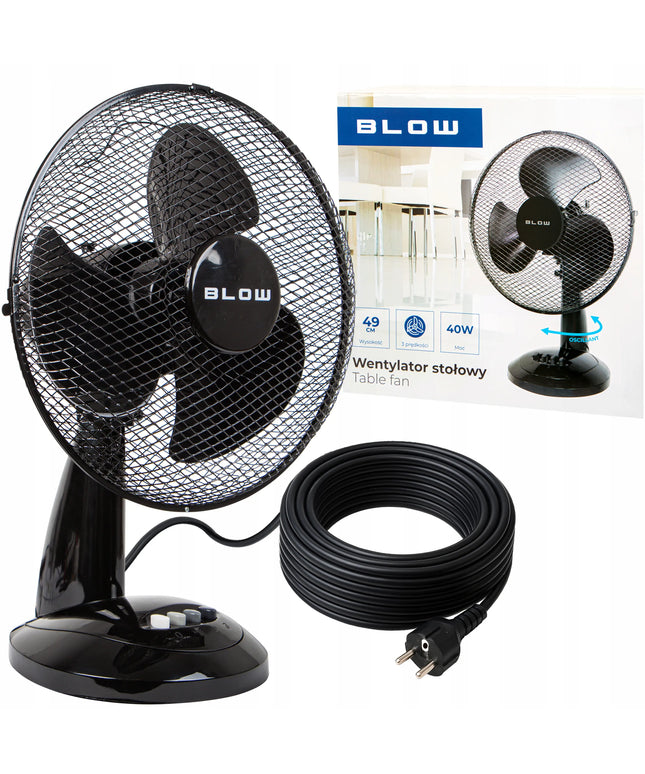 Galingas stalinis ventiliatorius BLOW, 40W, 30cm, su osciliacija ir 3 greičiais
