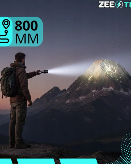 Galingas taktinis LED žibintuvėlis, 800 m, zoom, karinis, vandeniui atsparus, įkraunamas