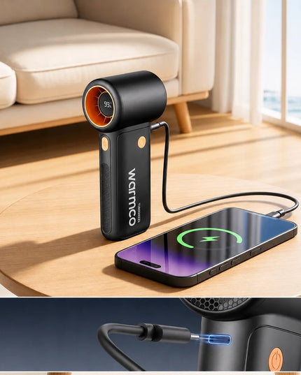 Galingas USB ventiliatorius 15000RPM, mini rankinis ventiliatorius, aušinimas, 10000mAh