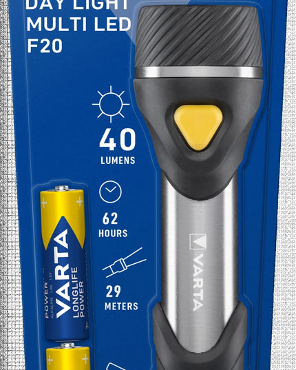 Galingas VARTA Day Light Multi LED žibintuvėlis 40lm, klasikinis, su dirželiu ir 2xAA baterijomis