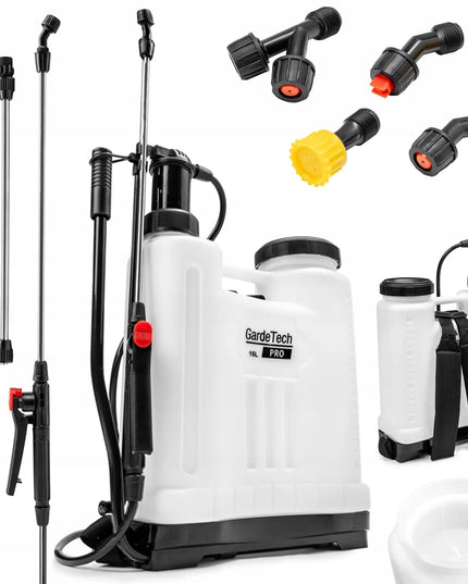 GardeTech 11162PRO kuprinio tipo rankinis slėginis purkštuvas, 16L, su 137 cm ilgio ietimi
