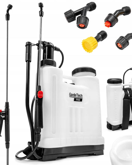 GardeTech kuprinis slėginis purkštuvas PRO 20L su 100 cm pailginta lazdele