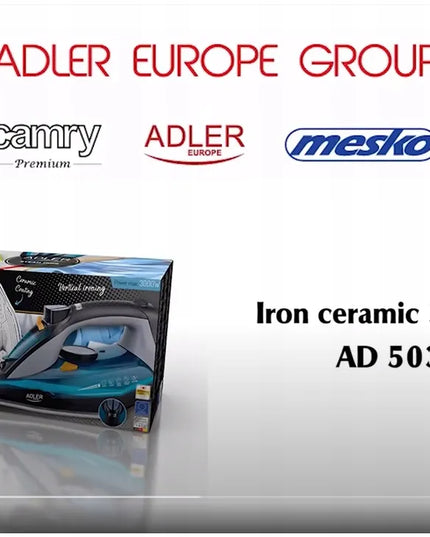 Garinis lygintuvas Adler 3000W keramikiniu padu, savaime išsivalantis, su „anti-calc“ ir „anti-drip“ funkcijomis