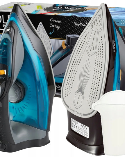 Garinis lygintuvas Adler 3000W keramikiniu padu, savaime išsivalantis, su „anti-calc“ ir „anti-drip“ funkcijomis