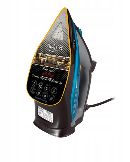Garinis lygintuvas Adler 3000W keramikiniu padu, savaime išsivalantis, su „anti-calc“ ir „anti-drip“ funkcijomis