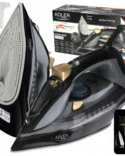 Garinis lygintuvas namams Adler ceramiciniu padu 3000W su vertikaliu lyginimu ir kalkių šalinimo funkcija