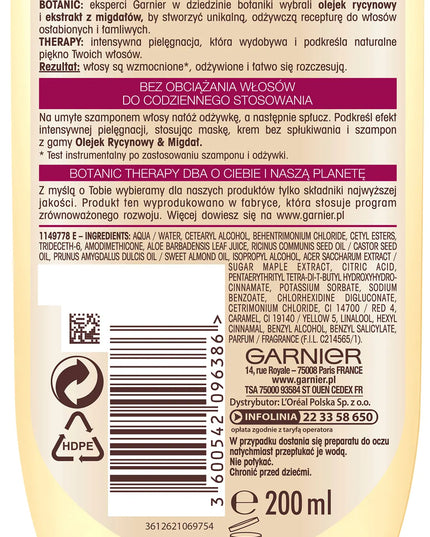 Garnier Botanic Therapy plaukų kondicionierius su ricinos aliejumi ir migdolais 200 ml