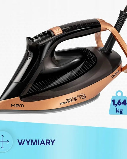 Garų lygintuvas su keraminiu padu, galingas, 3500W, MPM MZE-30