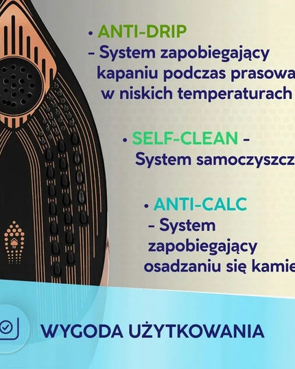 Garų lygintuvas su keraminiu padu, galingas, 3500W, MPM MZE-30