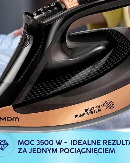 Garų lygintuvas su keraminiu padu, galingas, 3500W, MPM MZE-30