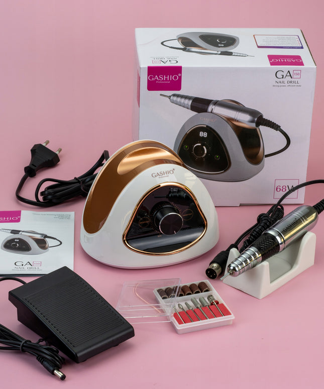 Profesionali nagų freza GASHIO GA150 – 68W, 45000 aps./min., su pedalu, Twist Lock, manikiūrui ir pedikiūrui