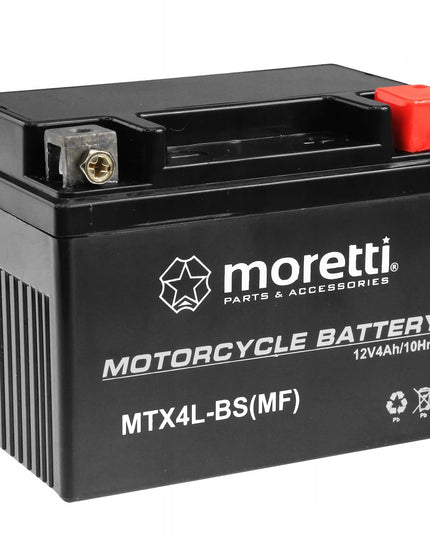 GEL akumuliatorius 12V 4Ah YTX4L-BS CBTX4L-BS Moretti + 12V įkroviklis