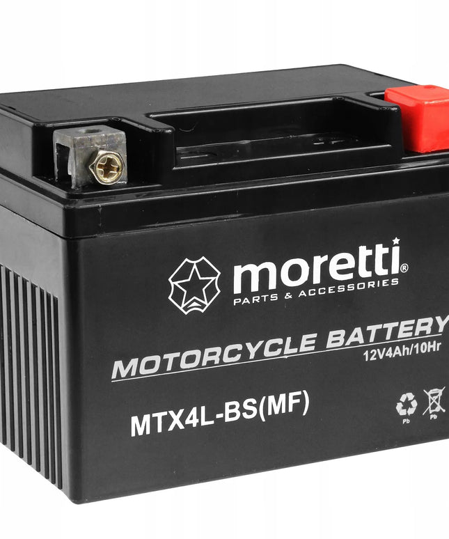 GEL akumuliatorius 12V 4Ah YTX4L-BS CBTX4L-BS Moretti + 12V įkroviklis