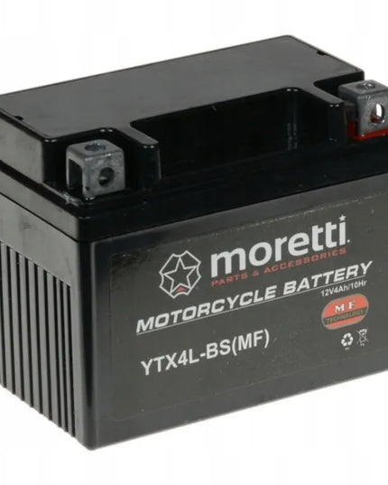 GEL akumuliatorius 12V 4Ah YTX4L-BS CBTX4L-BS Moretti + 12V įkroviklis