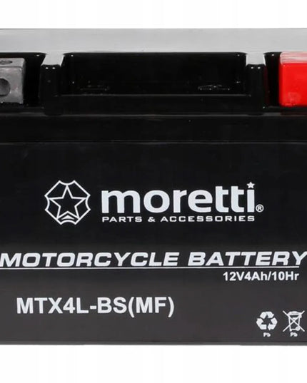 GEL akumuliatorius 12V 4Ah YTX4L-BS CBTX4L-BS Moretti + 12V įkroviklis