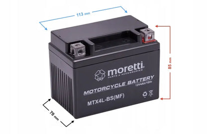 GEL akumuliatorius 12V 4Ah YTX4L-BS CBTX4L-BS Moretti + 12V įkroviklis