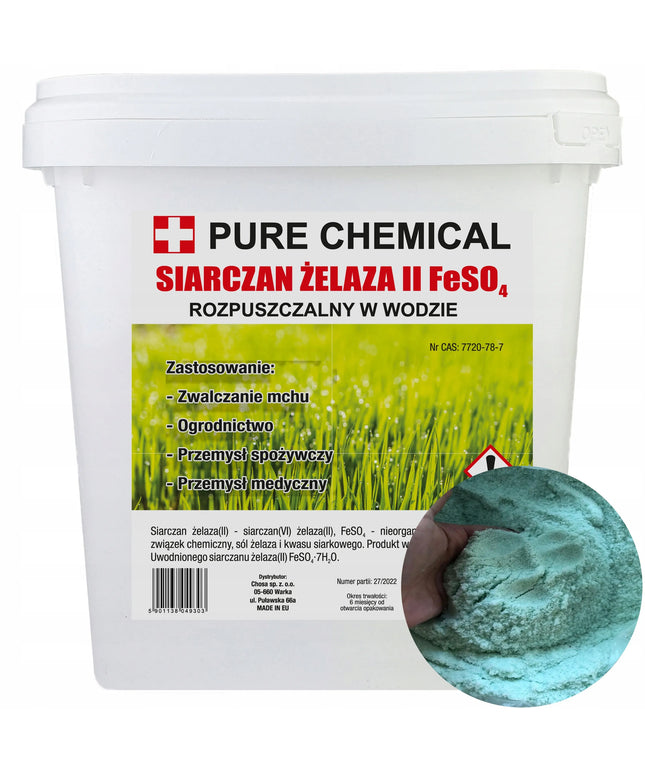 Geležies sulfatas 5kg, birus, grynas, be priedų, kibirėlyje su plomba