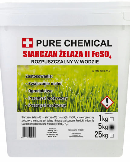 Geležies sulfatas 5kg, birus, grynas, be priedų, kibirėlyje su plomba