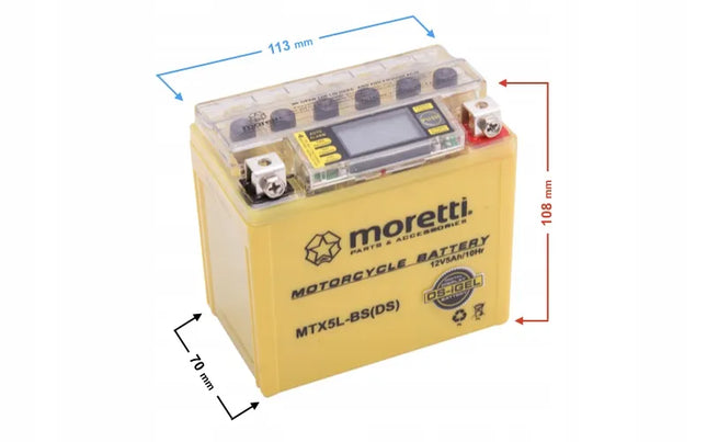 GELINIS LCD AKUMULIATORIUS 12V 5Ah MOTOROLERIUI IR MOTOCIKLUI Martinelli