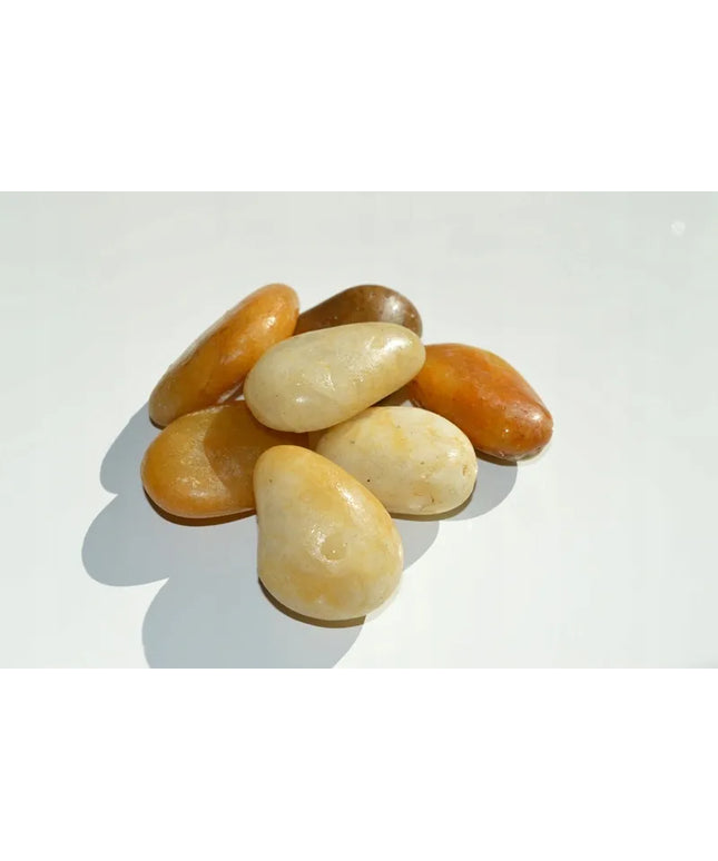 Geltonas poliruotas dekoratyvinis akmuo GOLD medaus spalvos 1kg 5-8cm