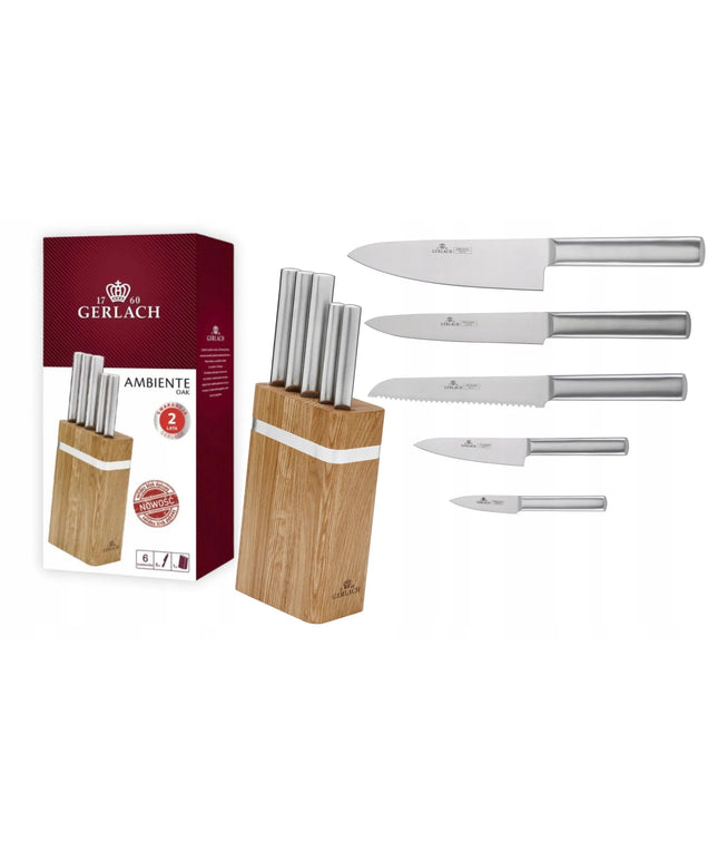 GERLACH AMBIENTE OAK peilių rinkinys ąžuoliniame stove