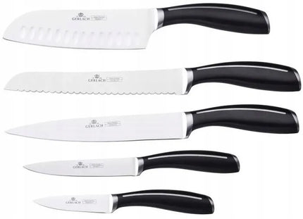 Gerlach Loft 981 peilių rinkinys su buko medienos stovu, 5 vnt., X50CrMoV15 plienas