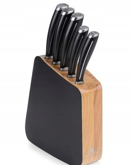Gerlach Loft 981 peilių rinkinys su buko medienos stovu, 5 vnt., X50CrMoV15 plienas