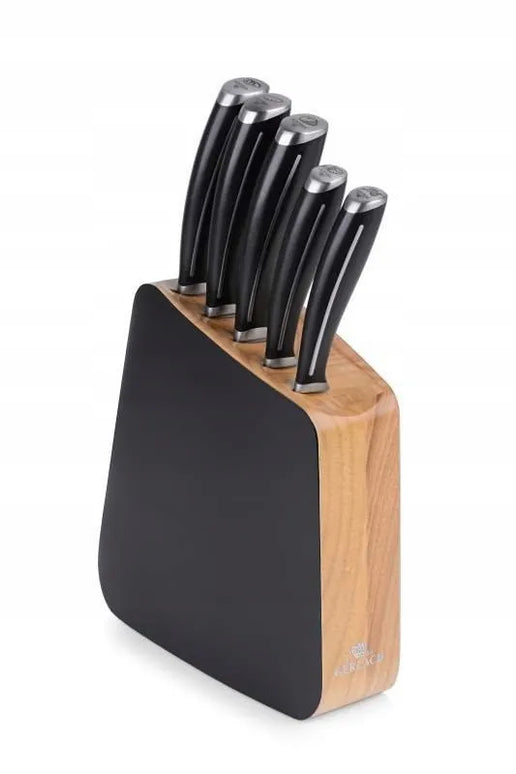 Gerlach Loft 981 peilių rinkinys su buko medienos stovu, 5 vnt., X50CrMoV15 plienas