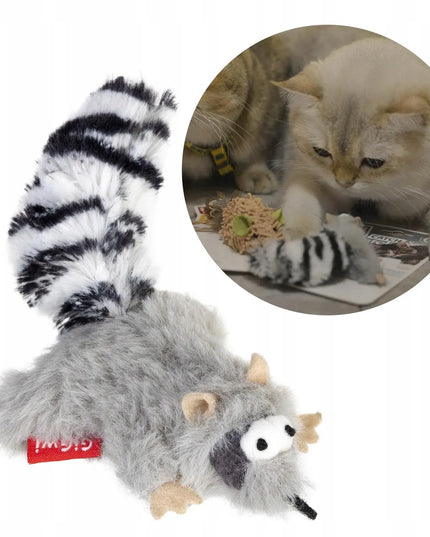 GiGwi žaislas katėms meškėnas su katžole, minkštas, dirbtinis kailis, tekstilė, 8 cm