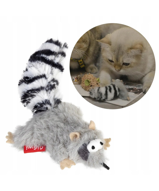 GiGwi žaislas katėms meškėnas su katžole, minkštas, dirbtinis kailis, tekstilė, 8 cm