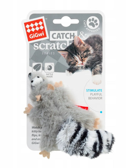 GiGwi žaislas katėms meškėnas su katžole, minkštas, dirbtinis kailis, tekstilė, 8 cm