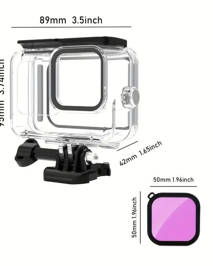 Vandeniui atsparus dėklas, korpusas suderinamas su GoPro Hero 12/11/10/9 su spalvotais filtrais – nardymui iki 60 m