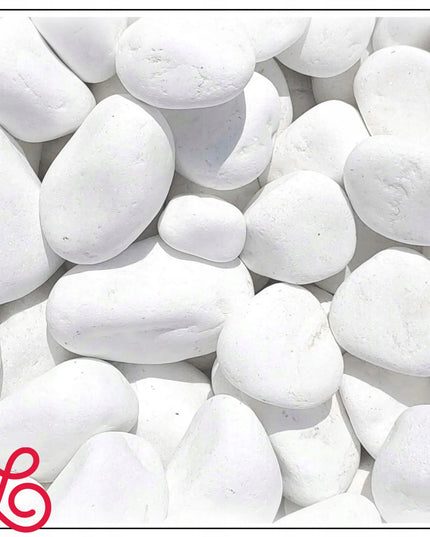 Graikiškas Thassos upinis akmuo, baltas dekoratyvinis akmuo sodui, 3-6 cm, 5 kg