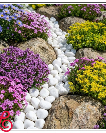 Graikiškas Thassos upinis akmuo, baltas dekoratyvinis akmuo sodui, 3-6 cm, 5 kg