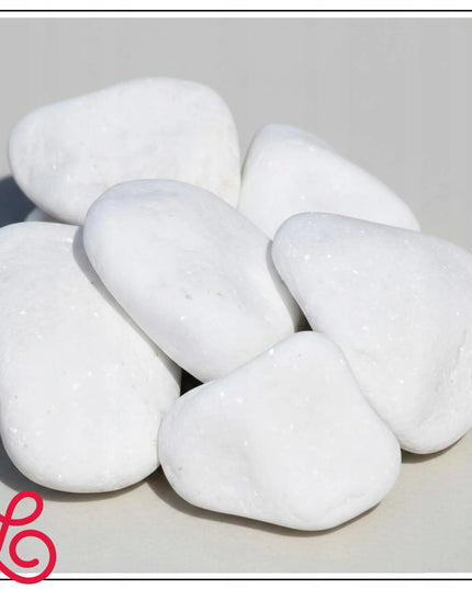 Graikiškas Thassos upinis akmuo, baltas dekoratyvinis akmuo sodui, 3-6 cm, 5 kg