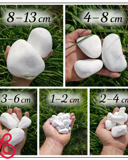 Graikiškas Thassos upinis akmuo, baltas dekoratyvinis akmuo sodui, 3-6 cm, 5 kg