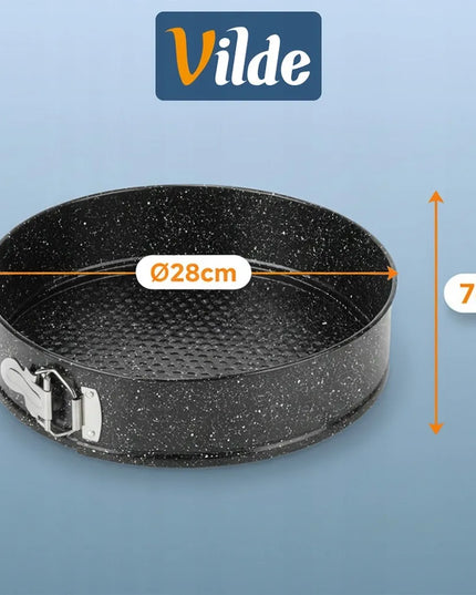 Granitinė 28 cm skersmens atsegama kepimo forma su dangčiu