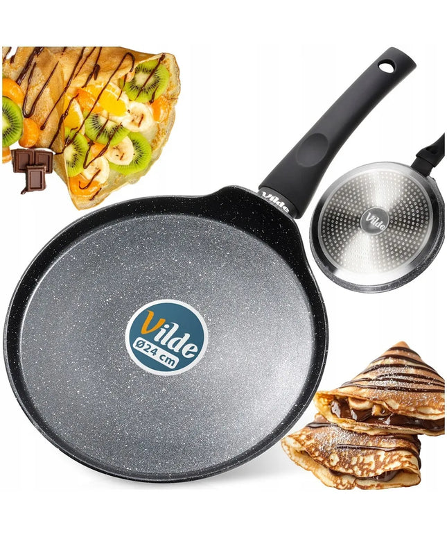 GRANITINĖ blynų, paplotėlių ir omletų keptuvė VILDE, žema, lygi, 24 cm