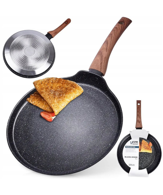 GRANITINĖ blynų, paplotėlių ir omletų keptuvė, žema, plokščia 26 cm, VILDE