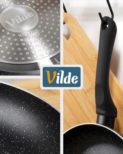 GRANITINĖ keptuvė 26 cm, marmurinė, tradicinė, tinka dujinėms ir indukcinėms viryklėms