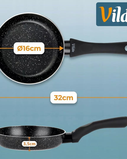 GRANITINĖ keptuvė kepimui ir troškinimui BLACK LINE 16 cm, skirta dujoms ir indukcijai